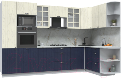 Готовая кухня Интерлиния Берес 1.68x3.2 ВТ правая - фото