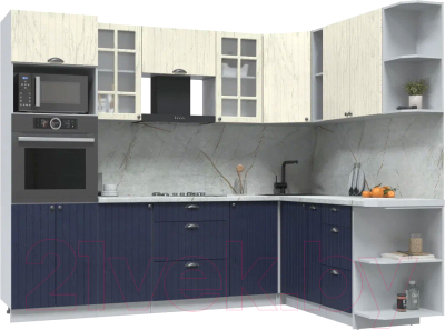 Кухонный гарнитур Интерлиния Берес 1.88x2.6 ВТ правая (дуб снежный/дуб королевский/серый каспий) - фото