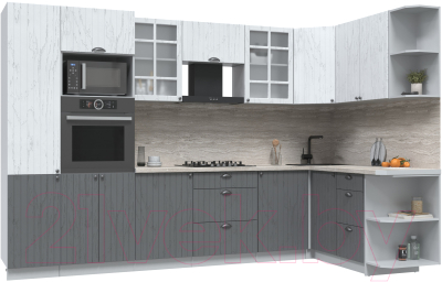 Готовая кухня Интерлиния Берес 1.68x3.2 ВТ правая - фото