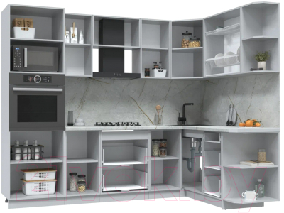 Готовая кухня Интерлиния Берес 1.68x2.6 ВТ правая