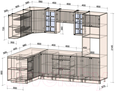 Готовая кухня Интерлиния Берес 1.68x2.6 ВТ левая