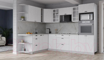 Кухонный гарнитур Интерлиния Берес 1.88x2.6 ВТ левая (дуб полярный/серый каспий)