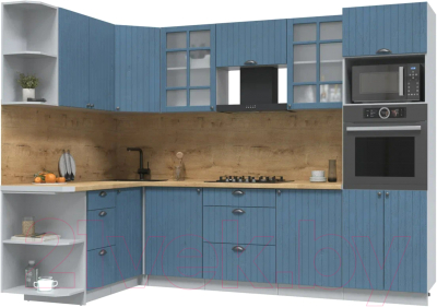 Кухонный гарнитур Интерлиния Берес 1.68x2.8 ВТ левая (дуб лазурный/дуб бунратти) - фото