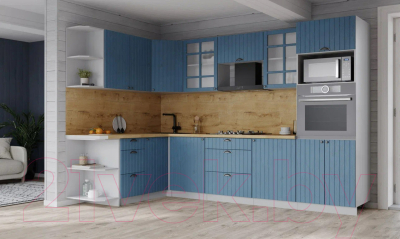 Кухонный гарнитур Интерлиния Берес 1.68x2.8 ВТ левая (дуб лазурный/дуб бунратти)