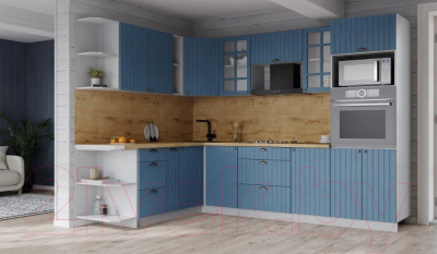 Кухонный гарнитур Интерлиния Берес 1.88x2.6 ВТ левая (дуб лазурный/дуб бунратти)