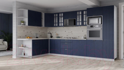 Кухонный гарнитур Интерлиния Берес 1.88x3.4 ВТ левая (дуб королевский/бискайская сосна)