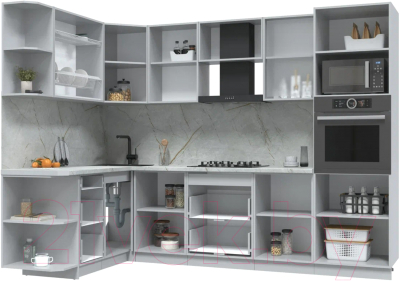 Кухонный гарнитур Интерлиния Берес 1.68x2.8 ВТ левая (дуб королевский/бискайская сосна)