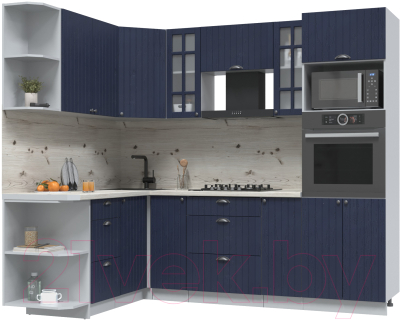 Кухонный гарнитур Интерлиния Берес 1.68x2.4 ВТ левая (дуб королевский/бискайская сосна) - фото