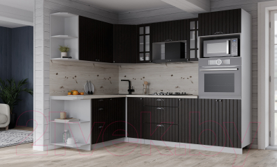 Кухонный гарнитур Интерлиния Берес 1.68x2.4 ВТ левая (дуб английский/бискайская сосна)