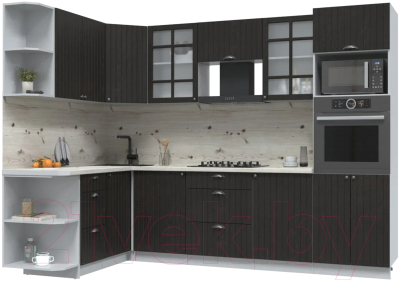 Кухонный гарнитур Интерлиния Берес 1.68x2.8 ВТ левая (дуб английский/бискайская сосна) - фото