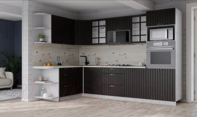 Кухонный гарнитур Интерлиния Берес 1.68x2.8 ВТ левая (дуб английский/бискайская сосна)