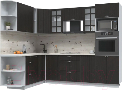 Кухонный гарнитур Интерлиния Берес 1.88x2.6 ВТ левая (дуб английский/бискайская сосна) - фото