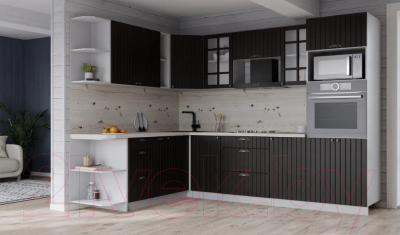 Кухонный гарнитур Интерлиния Берес 1.88x2.6 ВТ левая (дуб английский/бискайская сосна)