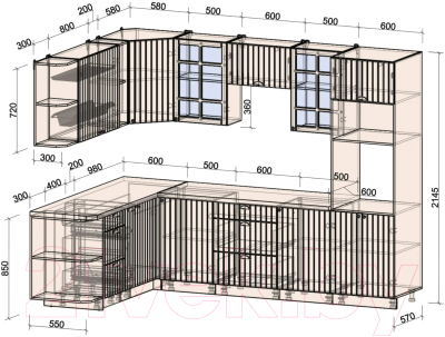 Готовая кухня Интерлиния Берес 1.88x2.8 ВТ левая