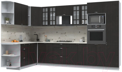 Кухонный гарнитур Интерлиния Берес 1.88x3.4 ВТ левая (дуб английский/бискайская сосна) - фото