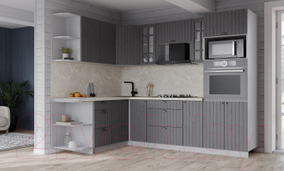 Кухонный гарнитур Интерлиния Берес 1.68x2.4 ВТ левая (дуб серый/опал светлый)