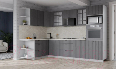 Кухонный гарнитур Интерлиния Берес 1.68x2.8 ВТ левая (дуб серый/опал светлый)