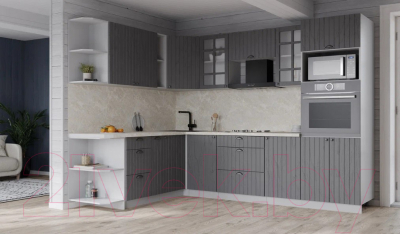 Кухонный гарнитур Интерлиния Берес 1.88x2.6 ВТ левая (дуб серый/опал светлый)