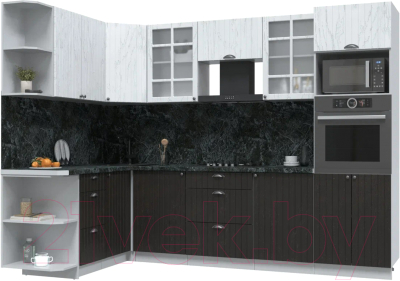 Кухонный гарнитур Интерлиния Берес 1.68x2.8 ВТ левая (дуб английский/дуб полярный/кастилло темный) - фото