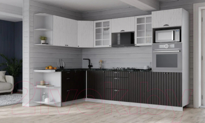 Кухонный гарнитур Интерлиния Берес 1.68x2.8 ВТ левая (дуб английский/дуб полярный/кастилло темный)