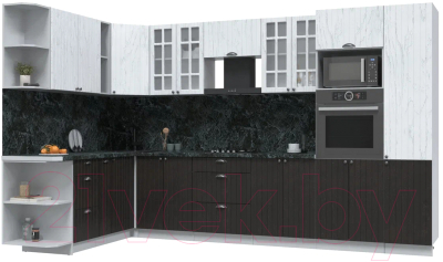 Кухонный гарнитур Интерлиния Берес 1.88x3.4 ВТ левая (дуб английский/дуб полярный/кастилло темный) - фото