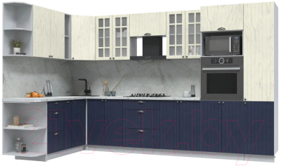 Кухонный гарнитур Интерлиния Берес 1.88x3.4 ВТ левая (дуб снежный/дуб королевский/серый каспий) - фото