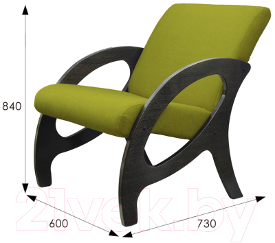 Кресло мягкое Мебелик Альма (лайм/венге/патина)