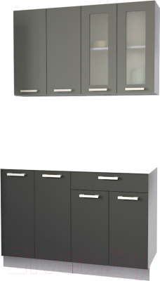 Кухонный гарнитур Интерлиния Мила 12 без столешницы (серебристый/антрацит) - фото