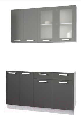 Кухонный гарнитур Интерлиния Мила 14-60 без столешницы (серебристый/антрацит) - фото