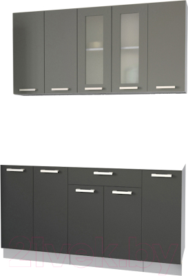 Кухонный гарнитур Интерлиния Мила 15 без столешницы (серебристый/антрацит) - фото