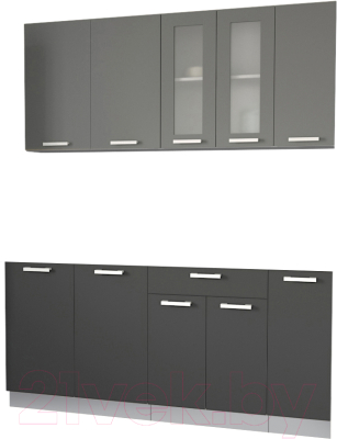 Кухонный гарнитур Интерлиния Мила 17 без столешницы (серебристый/антрацит) - фото