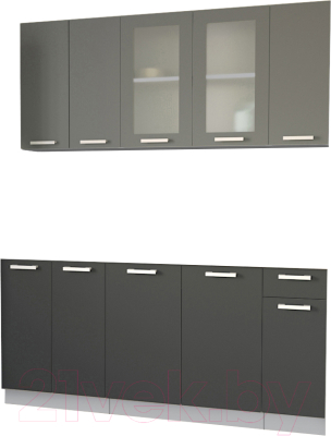 Кухонный гарнитур Интерлиния Мила 17-60 без столешницы (серебристый/антрацит) - фото