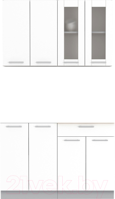 Кухонный гарнитур Интерлиния Мила 12 без столешницы (белый платинум) - фото
