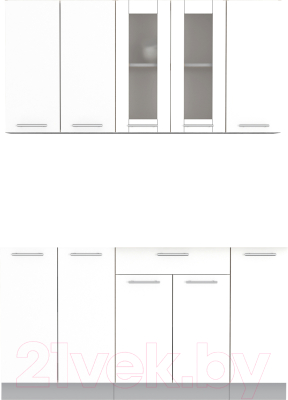 Кухонный гарнитур Интерлиния Мила 15 без столешницы (белый платинум) - фото