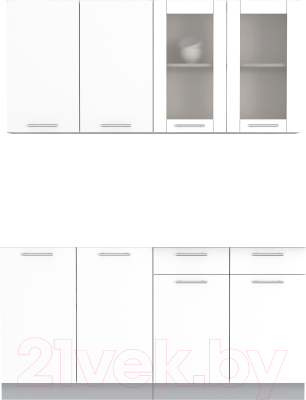 Кухонный гарнитур Интерлиния Мила 16 без столешницы (белый платинум) - фото