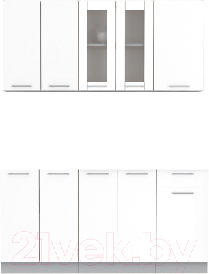 Кухонный гарнитур Интерлиния Мила 16-60 без столешницы (белый платинум) - фото