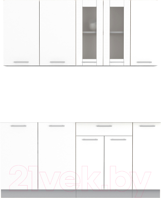 Кухонный гарнитур Интерлиния Мила 17 без столешницы (белый платинум) - фото