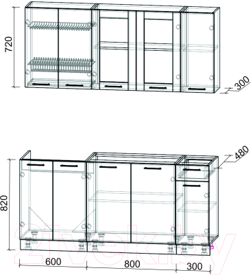 Кухонный гарнитур Интерлиния Мила 17-60 без столешницы (белый платинум)