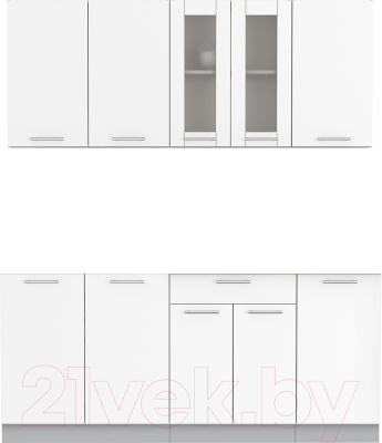Кухонный гарнитур Интерлиния Мила 18 без столешницы (белый платинум) - фото