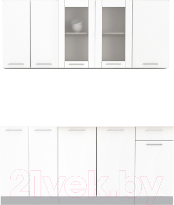 Кухонный гарнитур Интерлиния Мила 18-60 без столешницы (белый платинум) - фото