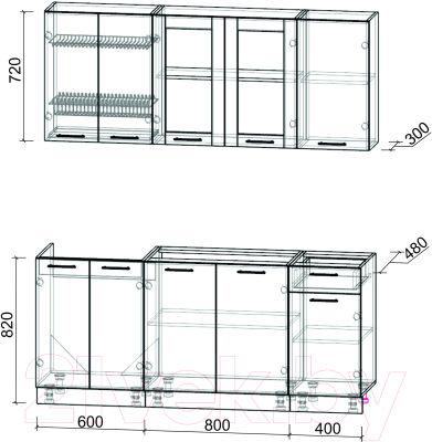 Кухонный гарнитур Интерлиния Мила 18-60 без столешницы (белый платинум)