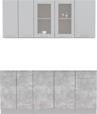 Кухонный гарнитур Интерлиния Мила 18-60 без столешницы (серебристый/бетон) - фото