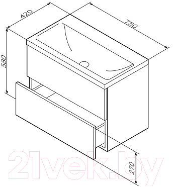 Тумба под умывальник AM.PM Gem M90FHX07522BM (черный матовый)