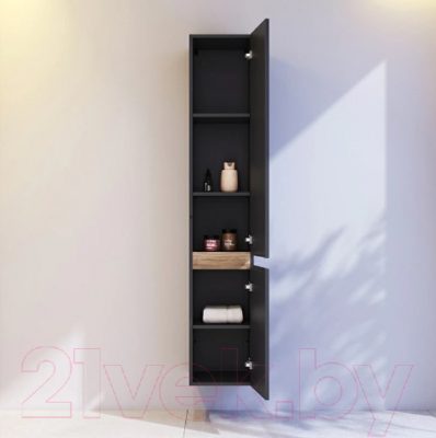 Шкаф-пенал для ванной AM.PM X-Joy M85ACHR0306BM (черный матовый)