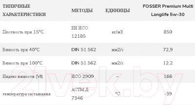 Моторное масло Fosser Premium Multi Longlife 5W30 / 10841l