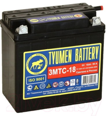 Мотоаккумулятор Tyumen Battery Лидер 3МТС-18 без электролита - фото