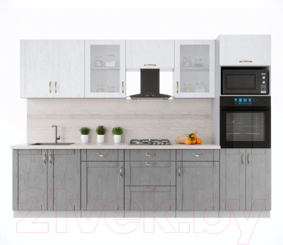 Кухонный гарнитур Интерлиния Мила Крафт 3.0 (дуб серый/дуб полярный/травертин серый) - фото