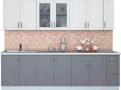 Кухонный гарнитур Интерлиния Мила Крафт 2.7 (дуб серый/дуб полярный/травертин серый) - фото