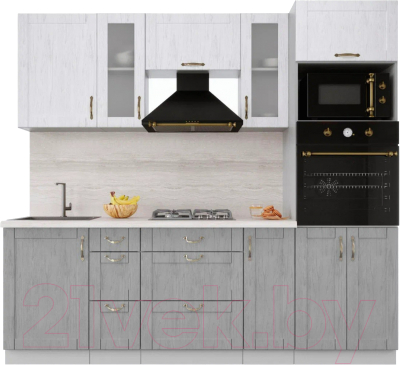 Кухонный гарнитур Интерлиния Мила Крафт 2.3 (дуб серый/дуб полярный/травертин серый) - фото