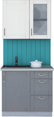 Кухонный гарнитур Интерлиния Мила Крафт 0.9 (дуб серый/дуб полярный/травертин серый) - фото